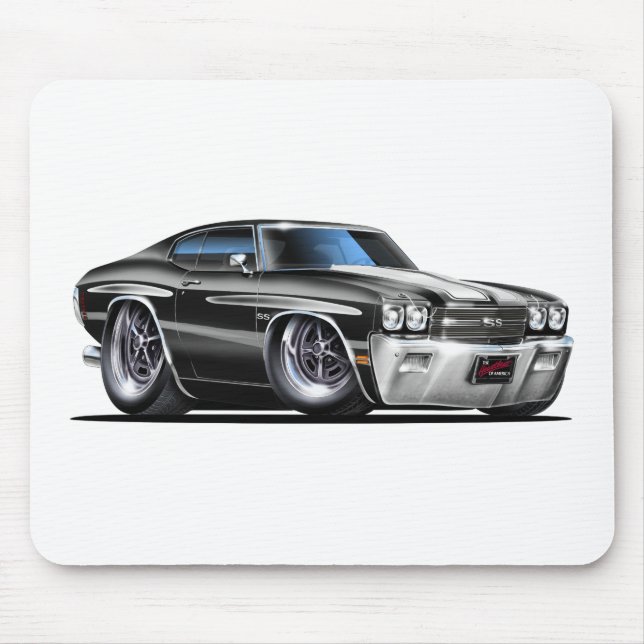 Tapis De Souris Voiture 1970 Noir-Blanche de Chevelle (Devant)