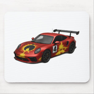 Tapis De Souris Voiture de course Mandelbrot rouge