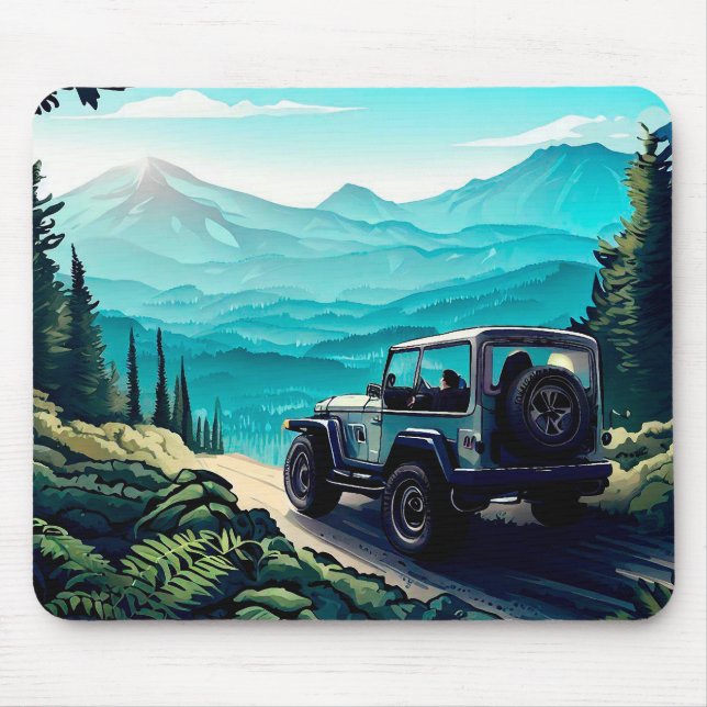 Tapis De Souris Voiture en forêt style vintage (Devant)