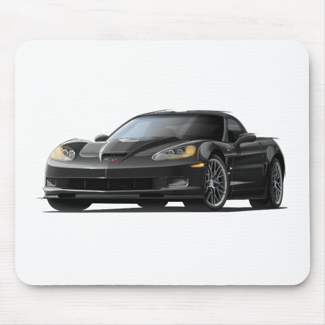 Tapis De Souris Voiture noire de Corvette ZR1 (Devant)