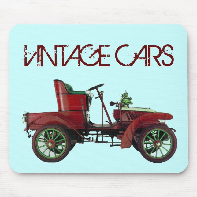 Tapis De Souris VOITURE ROUGE, AUTOMOBILE CLASSIQUE, Bleu Turquois (Devant)