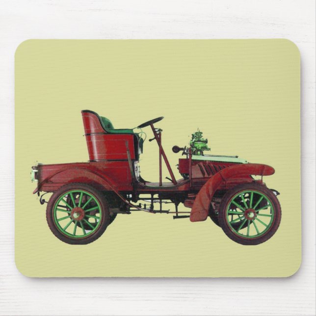 Tapis De Souris VOITURE ROUGE, AUTOMOBILE CLASSIQUE, Crème rouge (Devant)