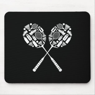 Tapis De Souris Volant de badminton Racket Équipement Icon Silhoue