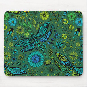 Tapis De Souris Voler, voler la libellule sur le vert émeraude