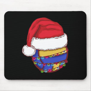 Tapis De Souris Volley-ball lumières de Noël Santa Hat Funny Volle