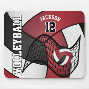 Tapis De Souris Volley-ball 🏐 sport dans un rouge foncé, blanc
