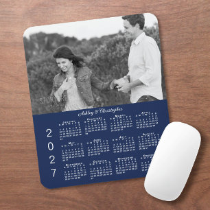 Tapis De Souris Votre calendrier 2027 Navy Blue avec noms de photo
