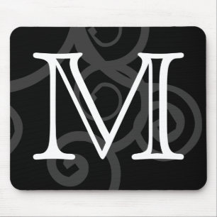 Tapis De Souris Votre lettre. Monogramme noir/blanc fait sur