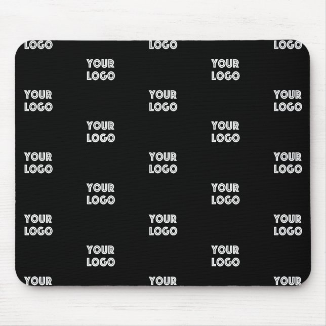 Tapis De Souris Votre logo simple logo répétitif | Noir (Devant)