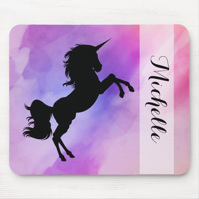 Tapis De Souris Votre nom Pastel Unicorn Mouse Pad (Devant)