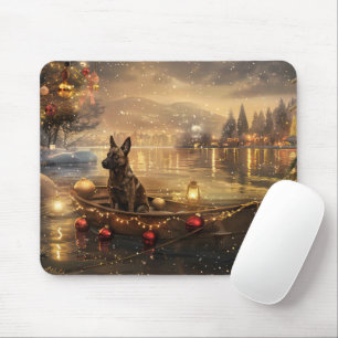 Tapis De Souris Voyage festif de Noël du Malinois belge