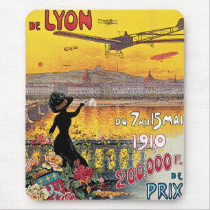Tapis De Souris Voyage Rétro, Avions Salon Aéronautique, Lyon, Fra