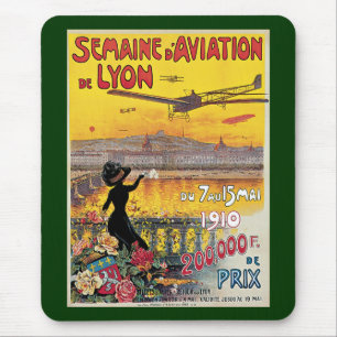 Tapis De Souris Voyage Rétro, Avions Spectacle Aérien, Lyon, Franc