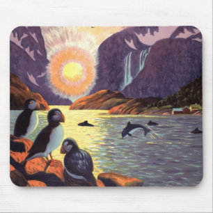 Tapis De Souris Voyage Vintage, Norvège Fjord Terre du Soleil de M