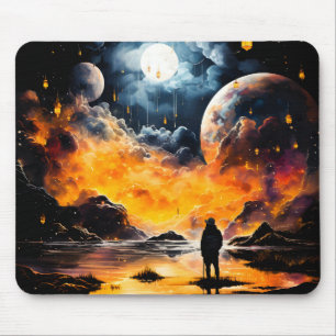 Tapis De Souris Voyageur astronaute Horizon cosmique Journey