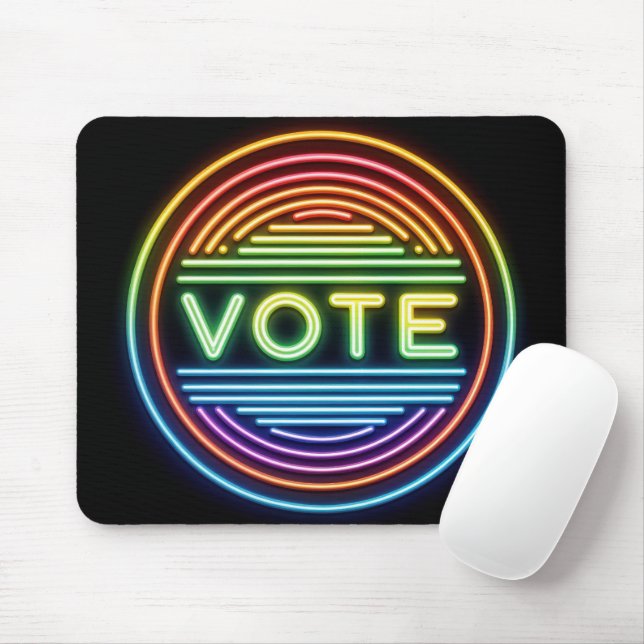 Tapis De Souris VOYELLE DE VOTE Neon Rainbow (Avec souris)