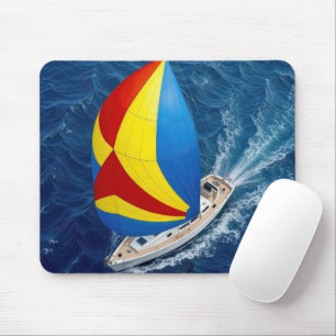 Tapis De Souris Vue aérienne d'un spinnaker sur un voilier