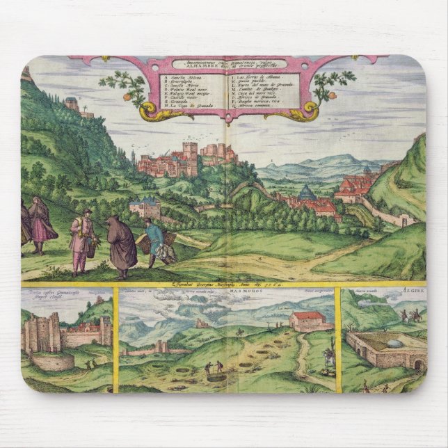 Tapis De Souris Vue d'Alhambra, de 'Civitates Orbis Terrar (Devant)