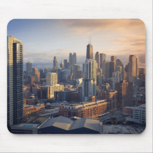 Tapis De Souris Vue du paysage urbain avec la lumière fantastique