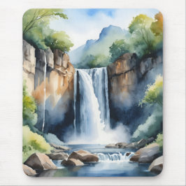 Tapis De Souris Watercolor painted waterfall