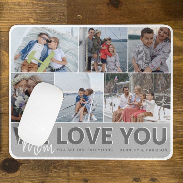 Tapis De Souris 'We Love You' Maman Photo Collage | Personnalisé (Créateur téléchargé)