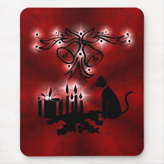 Tapis De Souris Weihnachts Ornamente mit Sterne und Katze auf pour (Devant)