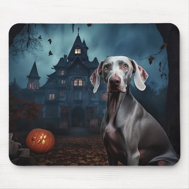 Tapis De Souris Weimaraner Halloween effrayant (Devant)