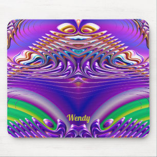 Tapis De Souris WENDY ~ Zany Green, Blue, Yellow et Purple