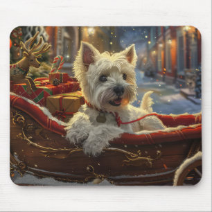 Tapis De Souris West Highland White Terrier Chien Festif de Noël