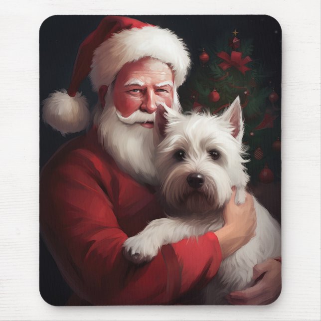 Tapis De Souris West Highland White Terrier Santa Claus Noël (Devant)