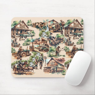 Tapis De Souris Western Ranch ou Country Farm Scène