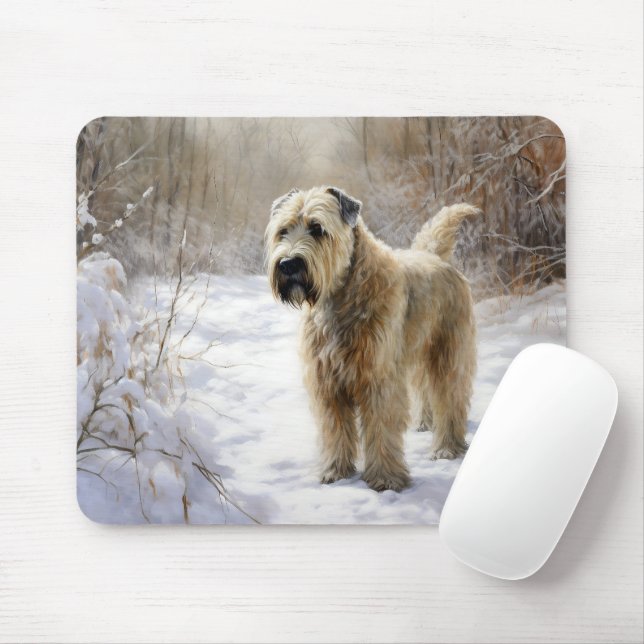Tapis De Souris Wheaten Terrier Laisser neiger Noël (Avec souris)