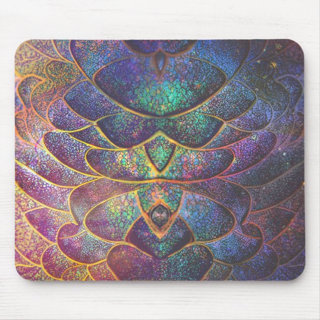 Tapis De Souris Whimsical Abstract Dragon Scales Cool Fractal Art (Devant)