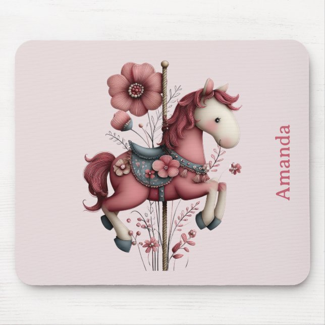 Tapis De Souris Whimsical Carousel Horse Image (Devant)