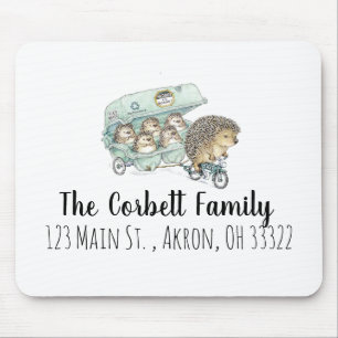Tapis De Souris Whimsical Hedgehog Family Customizable