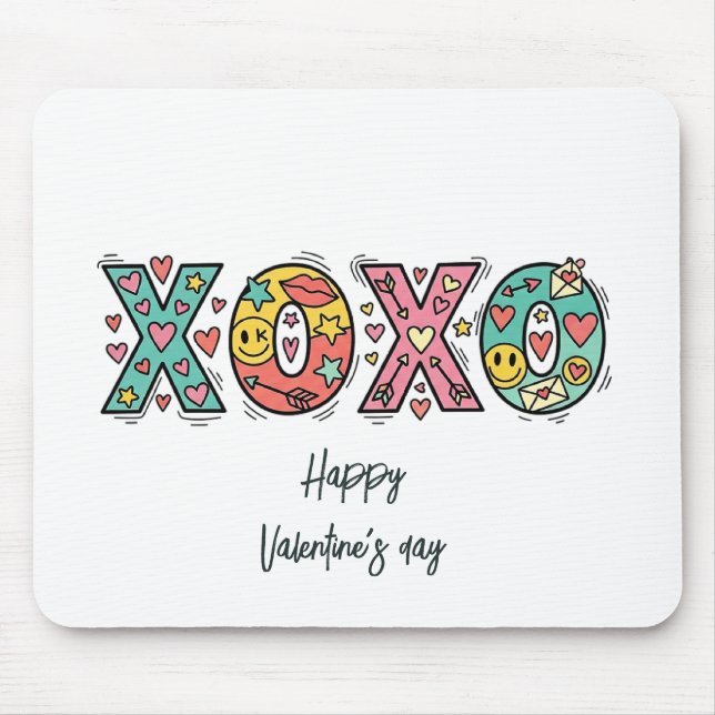 Tapis De Souris Whimsical "XOXO"Hearts Happy Valentine's Day  (Devant)