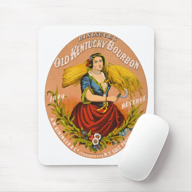 Tapis De Souris Whiskey Advertising Étiquette, Vers 1860. (Avec souris)