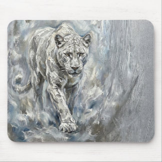 Tapis De Souris White Panther Mousepad – Ethereal Majesty Desk Art