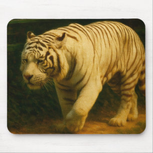 Tapis De Souris White Tiger Majesty - Stylisé Art de la faune