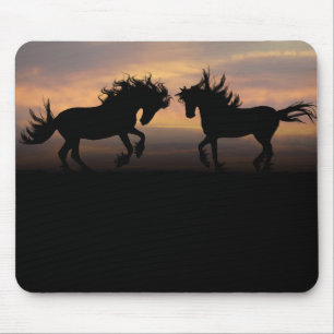 Tapis De Souris Wild Horses Silhouette