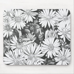 Tapis De Souris Wildflowers Mousepad Flower Sketch Computer Decor