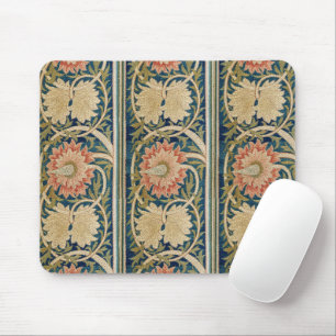 Tapis De Souris William Morris Fleurs Roses Soie Broderie Antique