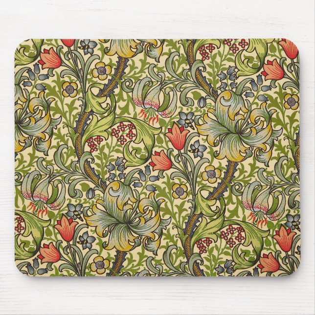Tapis De Souris William Morris Golden Lily Vintage Floral Design (Devant)