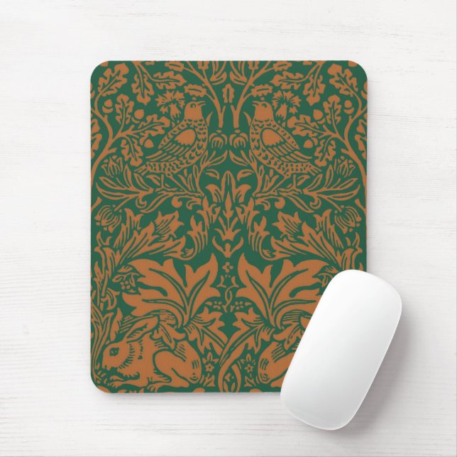 Tapis De Souris William Morris Lapin Frère Motif Ambre Noir (Avec souris)