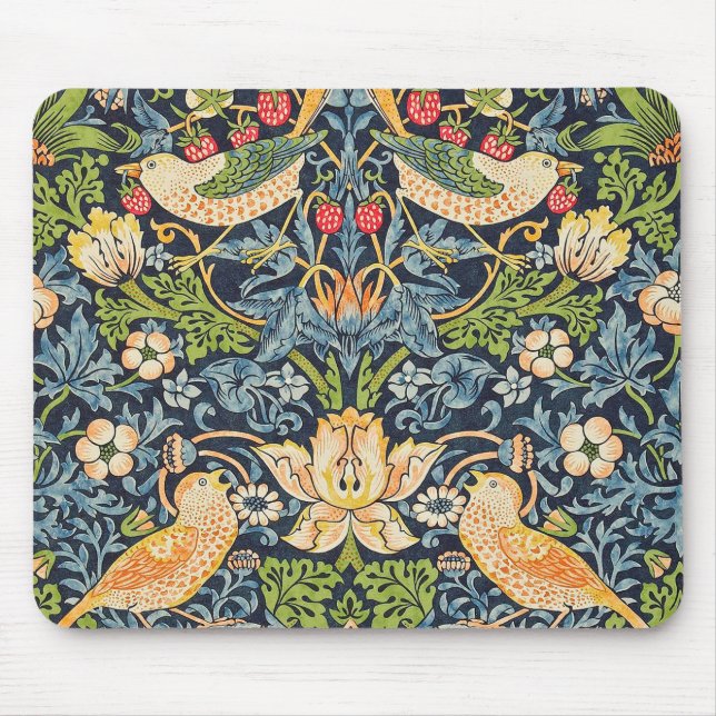 Tapis De Souris William Morris Strawberry Thief Motif floral (Devant)