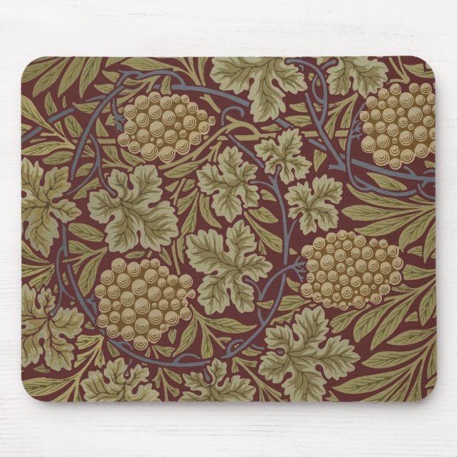 Tapis De Souris William Morris Vine Grappe Rouge Vert Art (Devant)
