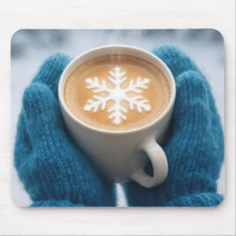 Tapis De Souris Winter Coffee With Mittens and Snowflake