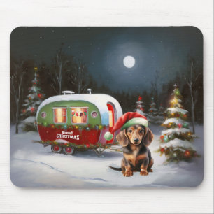 Tapis De Souris Winter Dachshund Caravan Christmas Adventure