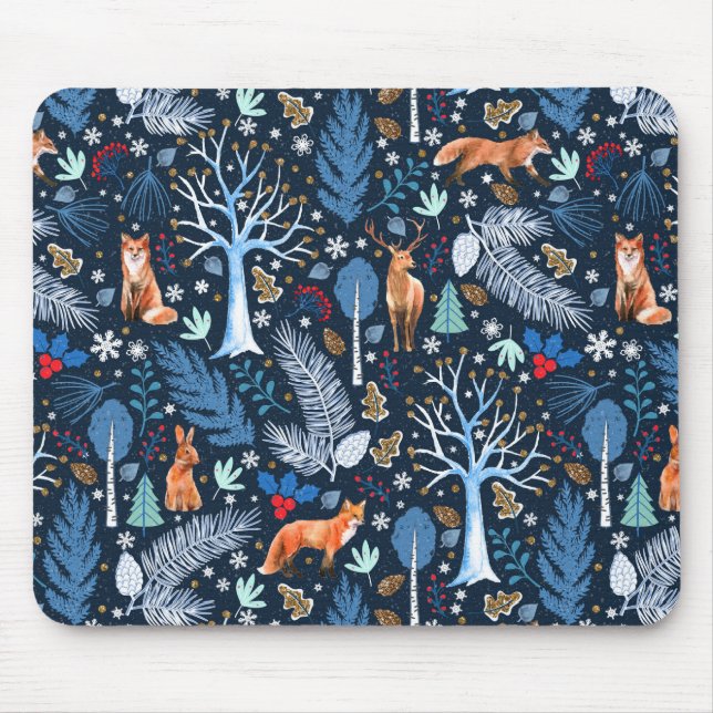 Tapis De Souris Winter Woodland Blue/Gold ID785 (Devant)