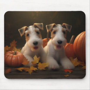 Tapis De Souris Wire Fox Terrier chiot Automne Délice Citrouille